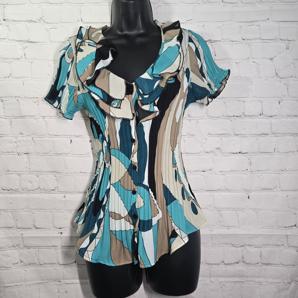 Stylish Multicolor Ruffle Women's Top
